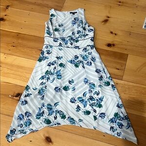Banana Republic White Dress with Blue Floral Print